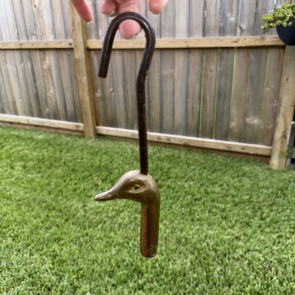Unique Brass Duck Old Fireplace Damper Opener Or Hook